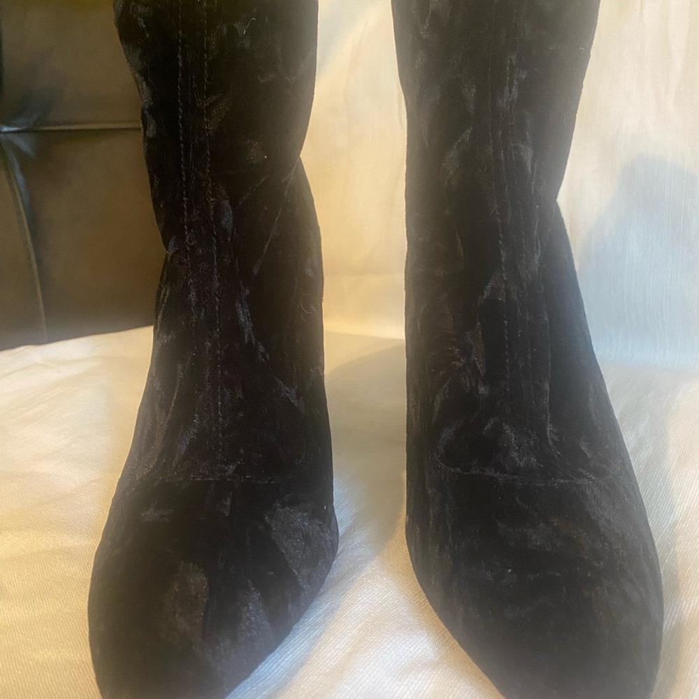 Nine West Black Velvet Heeled Boots